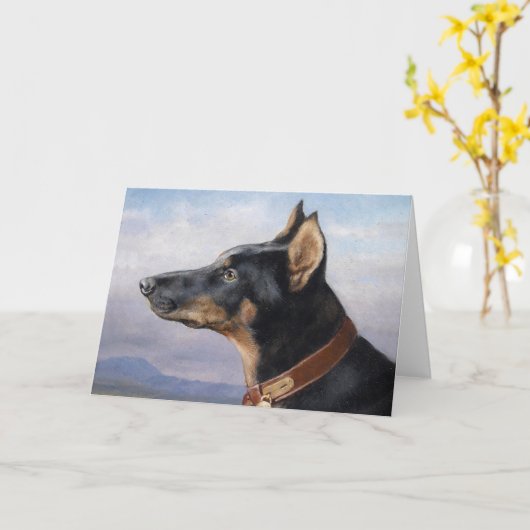 Portret van een Doberman | Carl Reichert Kaart (Gele Bloem)