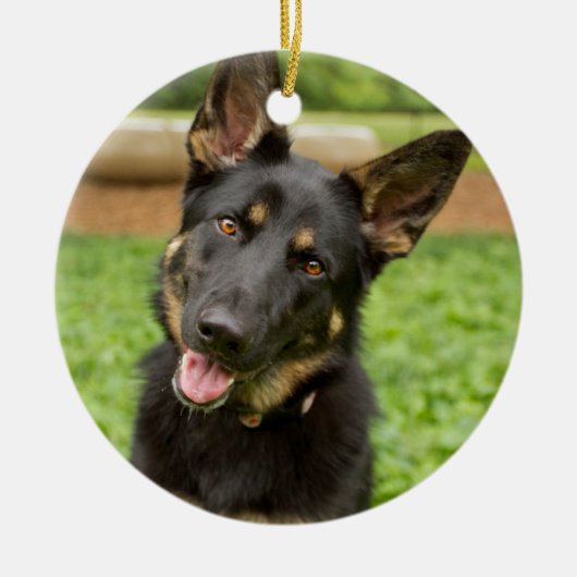 Portret van een Duitse herder Keramisch Ornament (Voorkant)