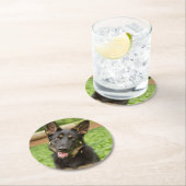 Portret van een Duitse herder Ronde Kartonnen Onderzetter (Insitu)