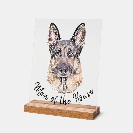 Portret van een Duitse Shepherd Dog Sketched Art Acryl Bord (Hoek)