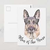 Portret van een Duitse Shepherd Dog Sketched Art Briefkaart (Voorkant / Achterkant)