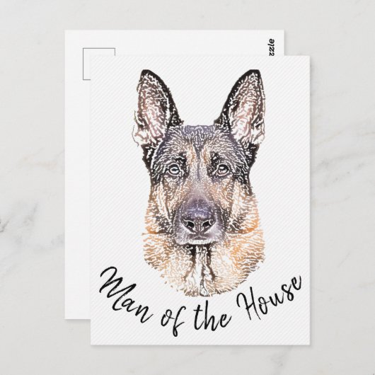 Portret van een Duitse Shepherd Dog Sketched Art Briefkaart (Voorkant / Achterkant)