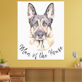 Portret van een Duitse Shepherd Dog Sketched Art Canvas Afdruk (Insitu (Woonkamer))