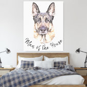 Portret van een Duitse Shepherd Dog Sketched Art Canvas Afdruk (Insitu (Slaapkamer))