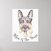 Portret van een Duitse Shepherd Dog Sketched Art Canvas Afdruk (Voorkant)
