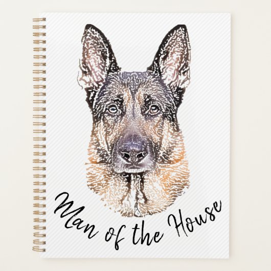 Portret van een Duitse Shepherd Dog Sketched Art Planner (Voorkant)
