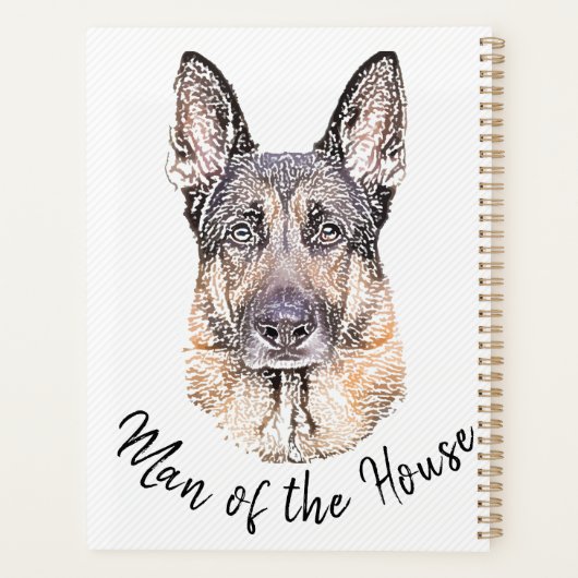 Portret van een Duitse Shepherd Dog Sketched Art Planner (Achterkant)