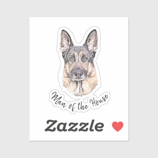 Portret van een Duitse Shepherd Dog Sketched Art Sticker (Vel)