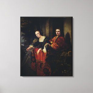 Portret van een echtgenoot en vrouw, 1654 canvas afdruk