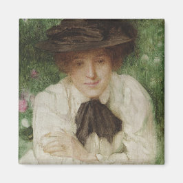 Portret van een Edwardiaanse dame ( kunst) Magneet