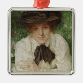 Portret van een Edwardiaanse dame ( kunst) Metalen Ornament
