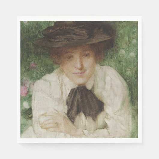 Portret van een Edwardiaanse dame ( kunst) Servet (Voorkant)