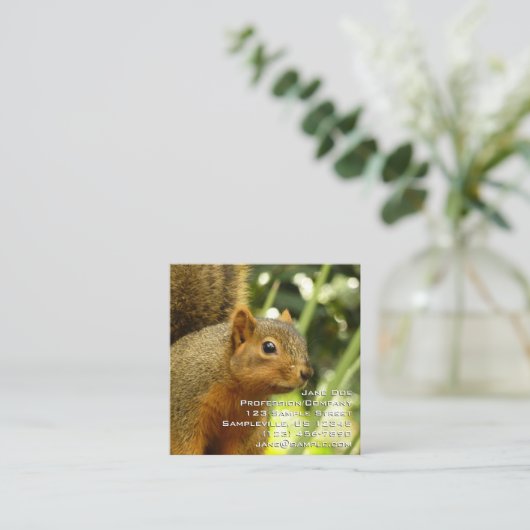 Portret van een eekhoorn Natuur Dierfotografie Vierkante Visitekaartje (Staand voorkant)