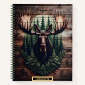 Portret van een eland in een duister bos notitieboek (Voorkant)