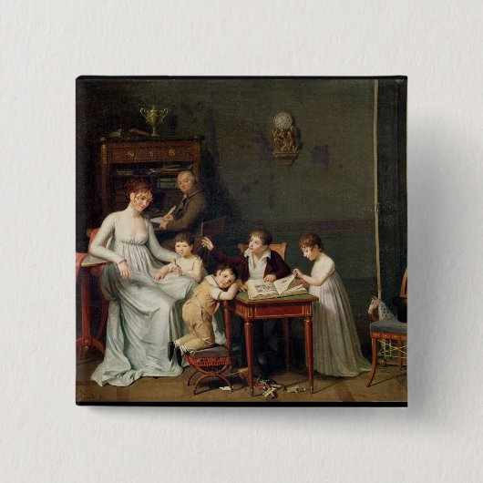Portret van een familie, 1800-01 vierkante button 5,1 cm (Voorkant)