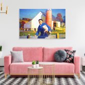 Portret van een Farmer NC Wyeth 1943 Americana Art Canvas Afdruk (Insitu (Woonkamer))