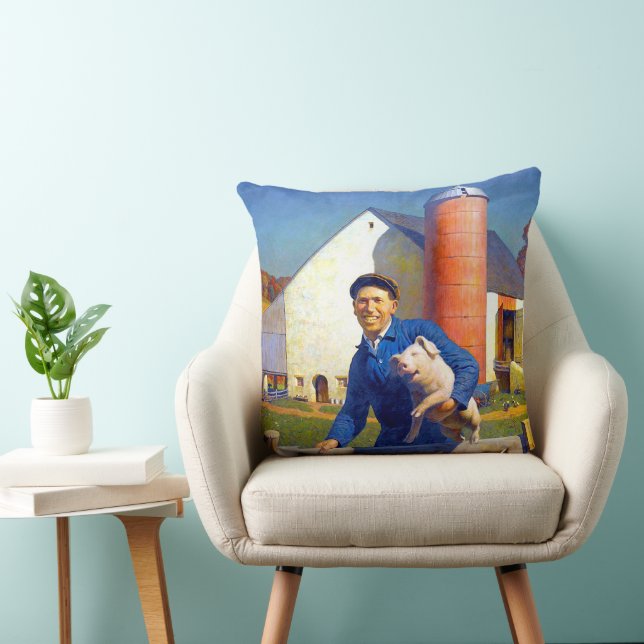 Portret van een Farmer NC Wyeth 1943 Americana Art Kussen (Stoel)
