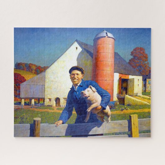 Portret van een Farmer NC Wyeth 1943 Americana Art Legpuzzel (Horizontaal)