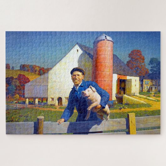 Portret van een Farmer NC Wyeth 1943 Americana Art Legpuzzel (Horizontaal)