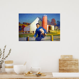 Portret van een Farmer NC Wyeth 1943 Poster