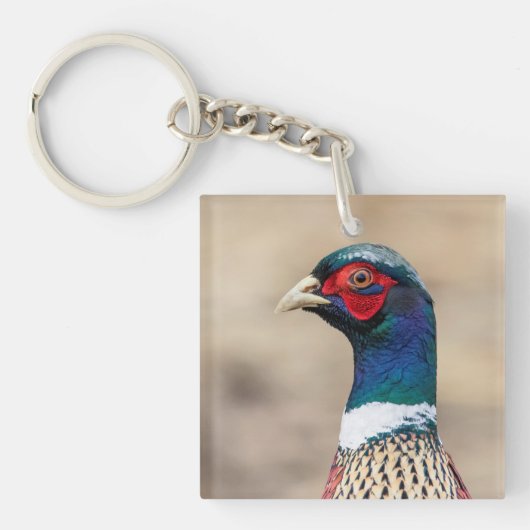 Portret van een fazant sleutelhanger (Voorkant)