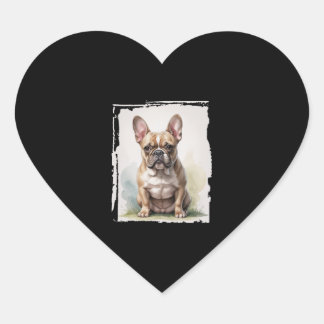 Portret van een Franse Bulldog Hart Sticker