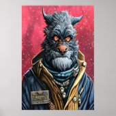 Portret van een Furry Humanoid alien | AI Art Post Poster (Voorkant)