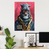 Portret van een Furry Humanoid alien | AI Art Post Poster (Thuiskantoor)