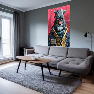 Portret van een Furry Humanoid alien AI Art Post Poster