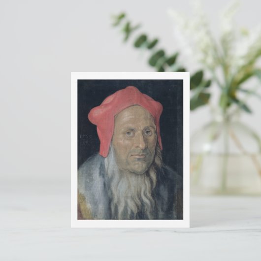 Portret van een gebogen Man in een rood Pet, 1520  Briefkaart (Staand voorkant)