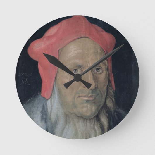 Portret van een gebogen Man in een rood Pet, 1520  Ronde Klok (Voorkant)