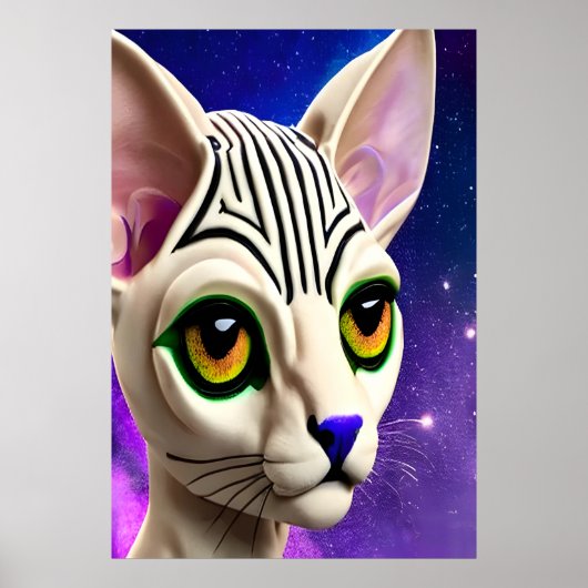 Portret van een geelachtige Sphynx-kat | AI Art. Poster (Voorkant)