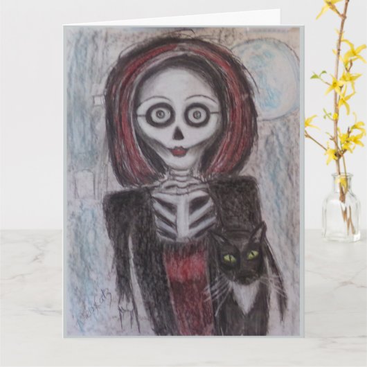 Portret van een geest, Halloween Kaart (Gele Bloem)