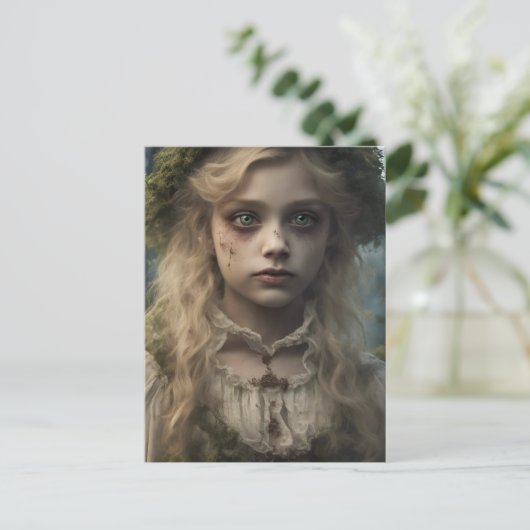 Portret van een griezelig ondood Victoriaans blond Briefkaart (Staand voorkant)