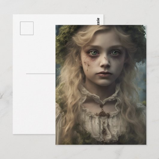 Portret van een griezelig ondood Victoriaans blond Briefkaart (Voorkant / Achterkant)