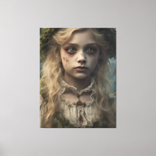 Portret van een griezelig ondood Victoriaans blond Canvas Afdruk