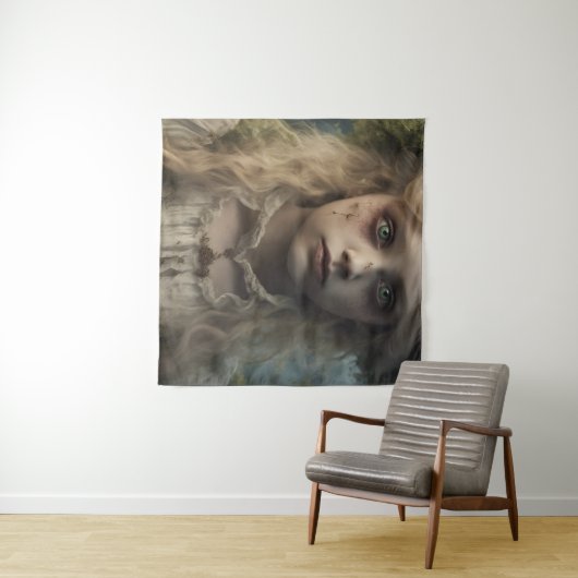 Portret van een griezelig ondood Victoriaans blond Wandkleed (In Situ (horizontaal))