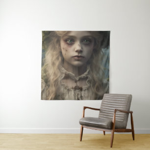 Portret van een griezelig ondood Victoriaans blond Wandkleed