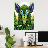 Portret van een groen fantasiebeest | AI Art Poste Poster (Thuiskantoor)