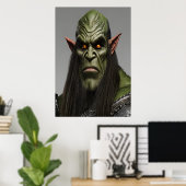 Portret van een groene orc | AI Art Poster (Thuiskantoor)