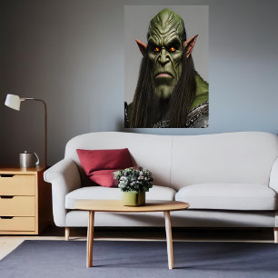 Portret van een groene orc   AI Art Poster