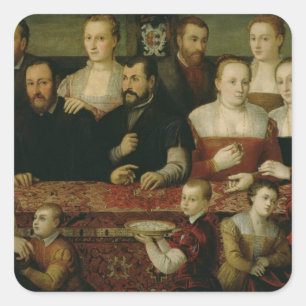 Portret van een grote familie vierkante sticker