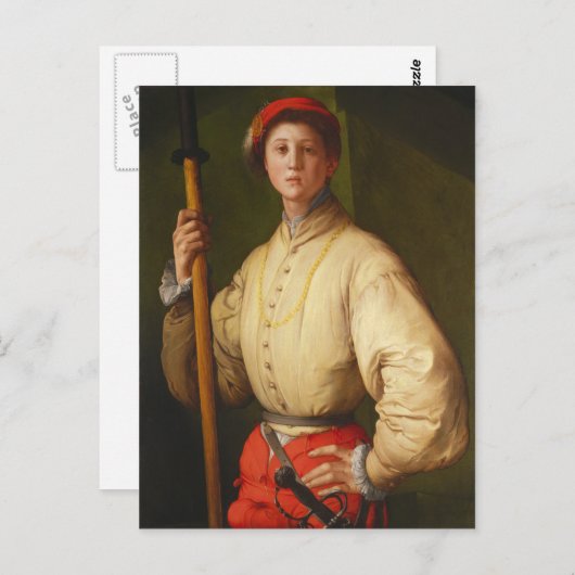 Portret van een Halberdier van Pontormo Briefkaart (Voorkant / Achterkant)