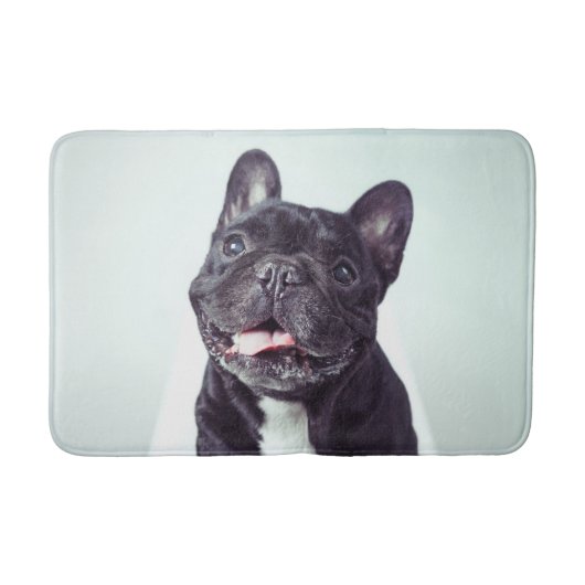Portret van een Happy French Bulldog Badmat (Voorkant)