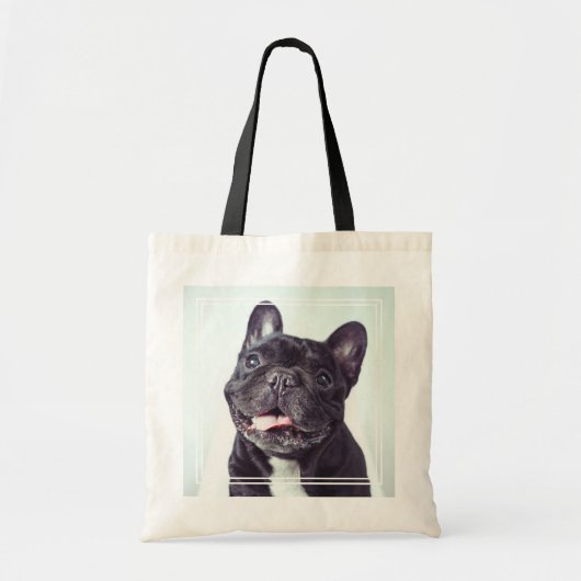 Portret van een Happy French Bulldog Tote Bag (Voorkant)