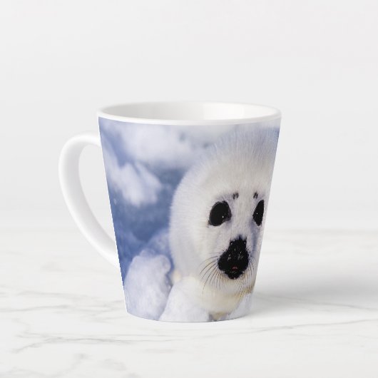 Portret van een Harp Seal Pup Latte Mok (Linkerhoek)