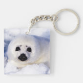 Portret van een Harp Seal Pup Sleutelhanger (Achterkant)