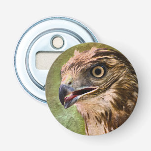 Portret van een Havik Button Flesopener