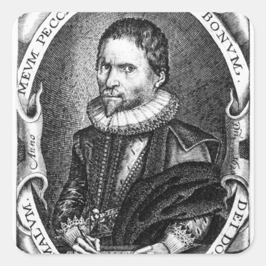 Portret van een heer die vermoedelijk Thomas is Vierkante Sticker (Voorkant)