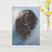 Portret van een hengst - Wenskaart Kaart (Gele Bloem)